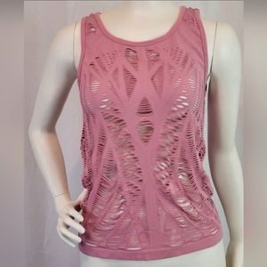 90 Degree by Reflex Womens M Medium Tank Top Cutouts Workout Yoga Gym Coral Pink